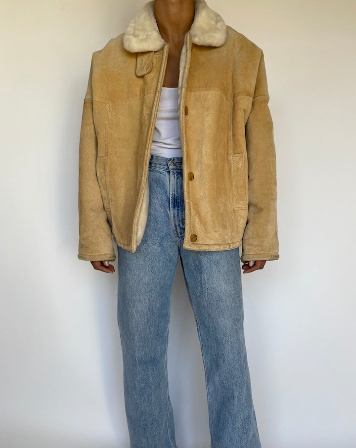 VINTAGE BEIGE SUEDE LEATHER JACKET 3191