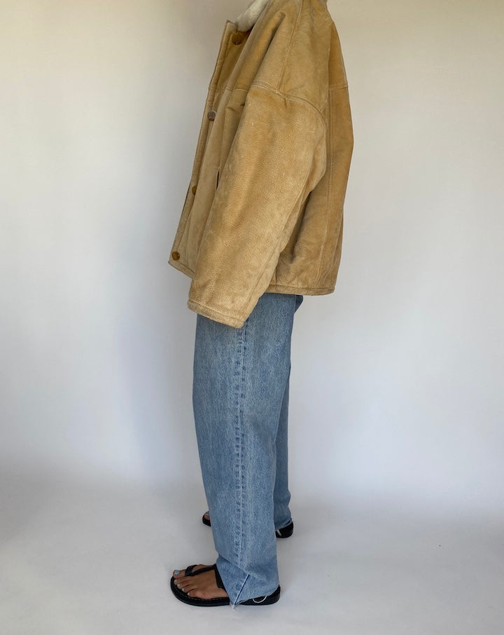 VINTAGE BEIGE SUEDE LEATHER JACKET 3191