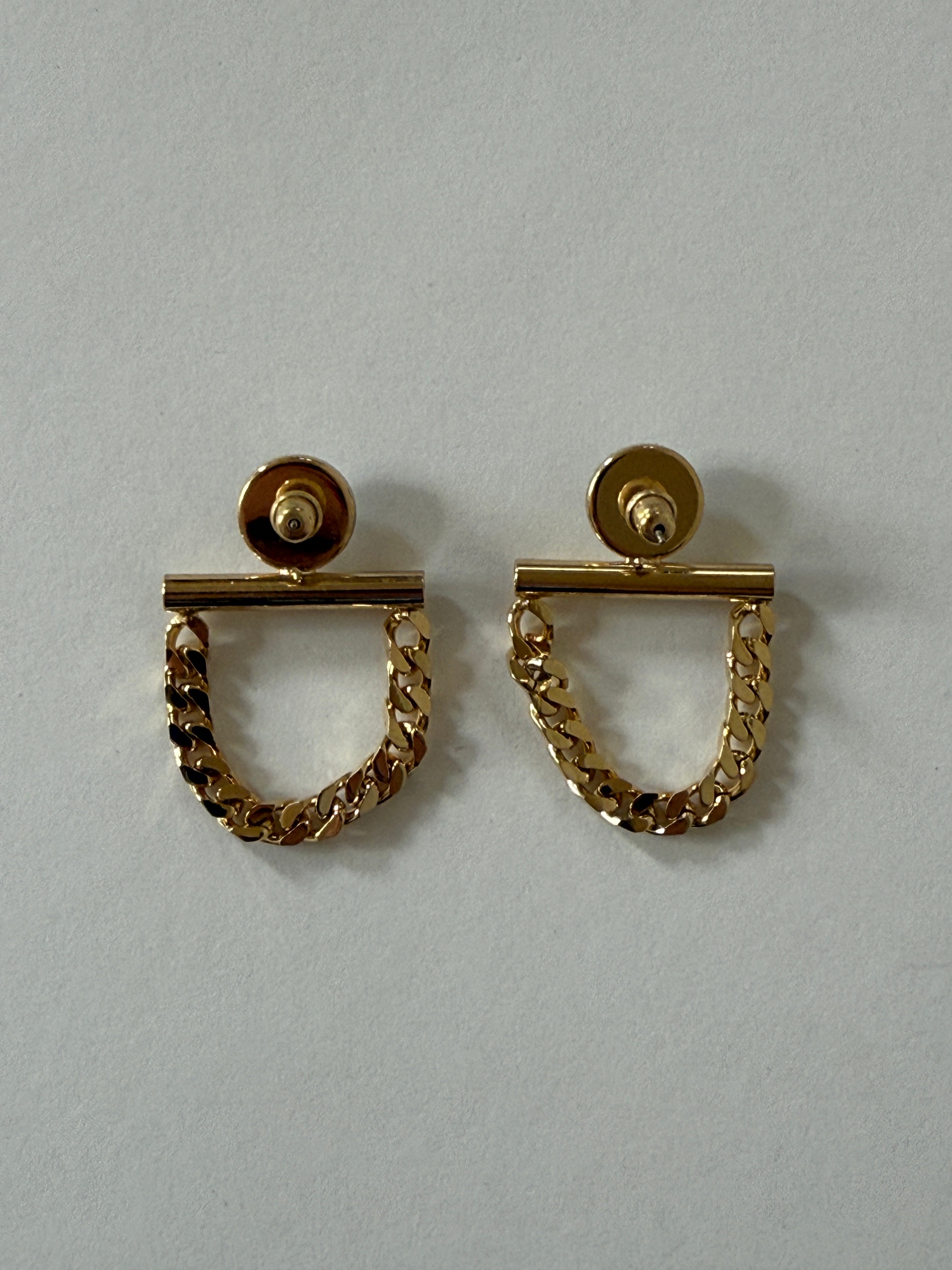 Vintage gold tone earrings back view