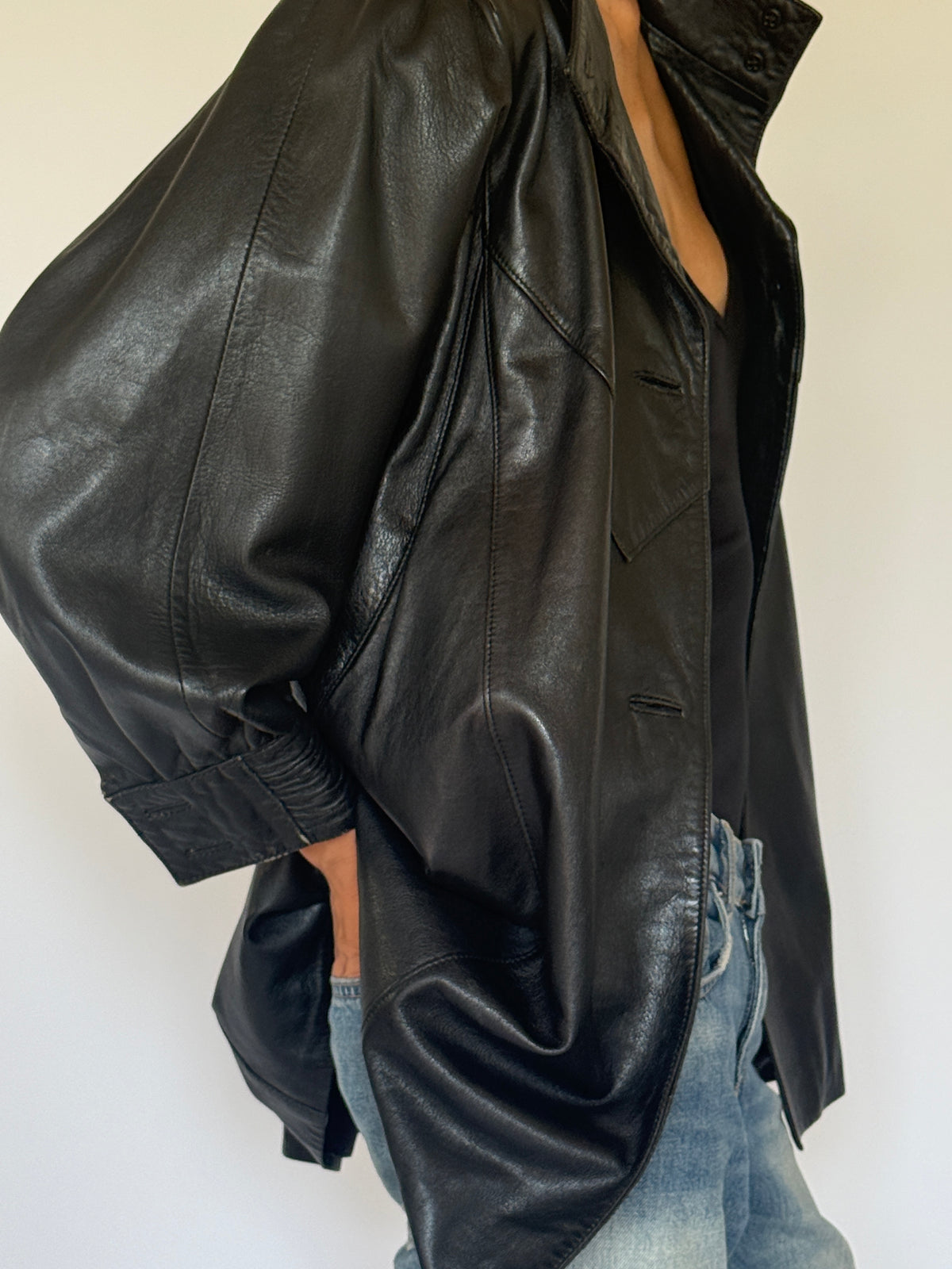 Vintage Leather Jacket Black 8097