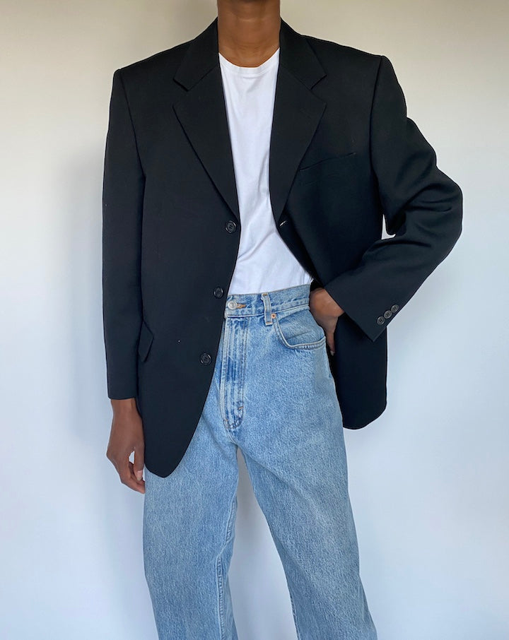 VINTAGE SINGLE BREASTED BLACK BLAZER 3610