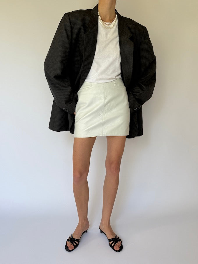 Vintage Oversized Pinstriped Blazer In Grey 5813