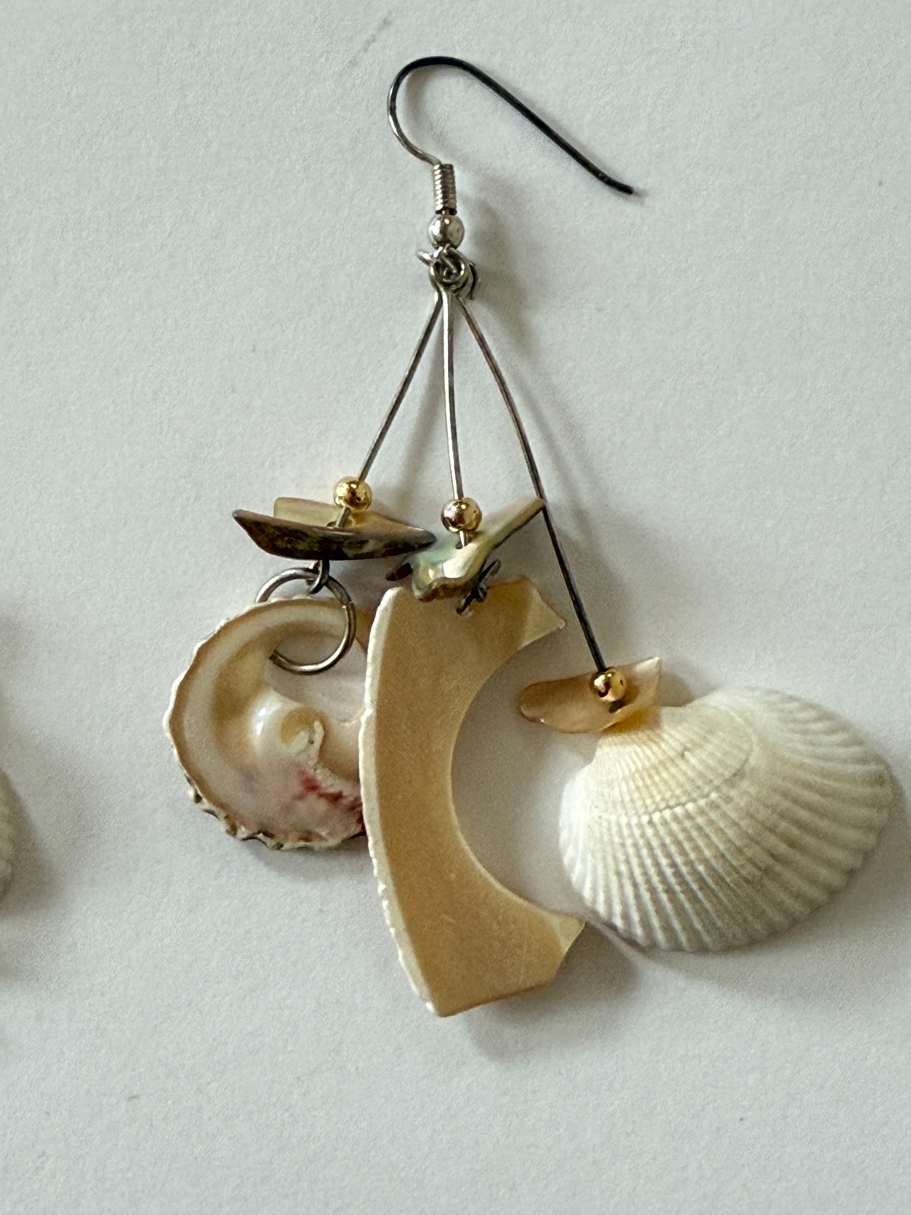 Vintage Shell Charm Drop Earrings