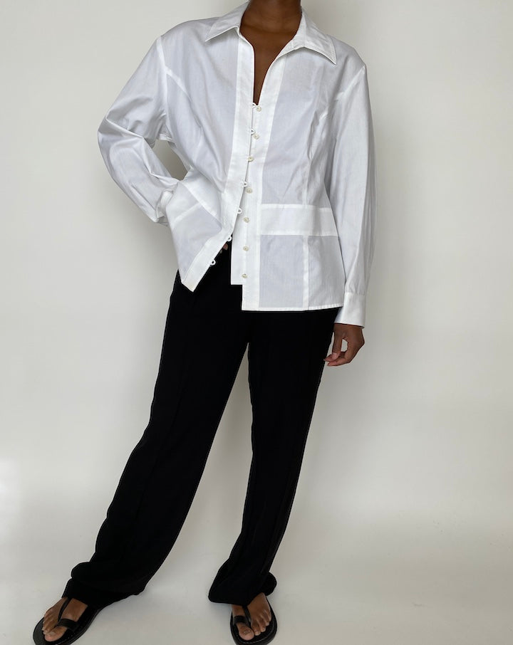 VINTAGE WHITE BUTTON DOWN SHIRT BLOUSE 2001