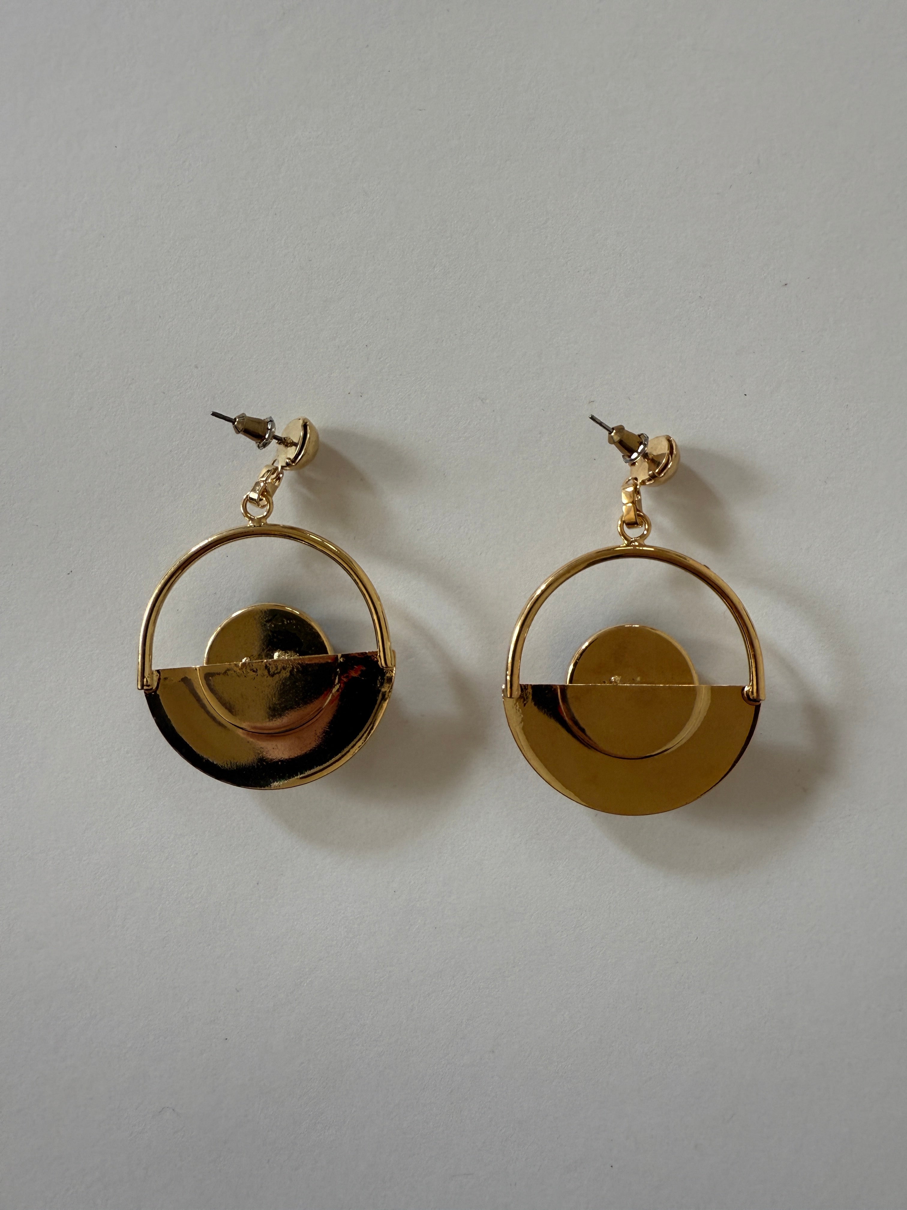 One-of-a-kind gold-tone statement drop earrings back view