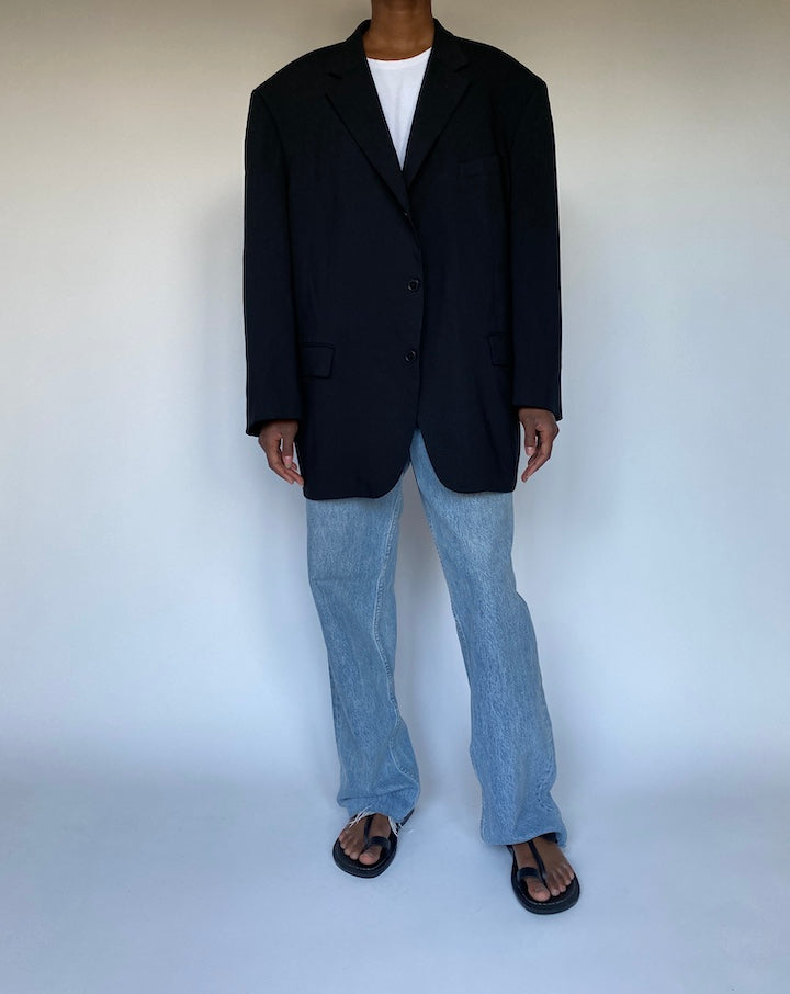 VINTAGE BLACK WOOL BLAZER 3612