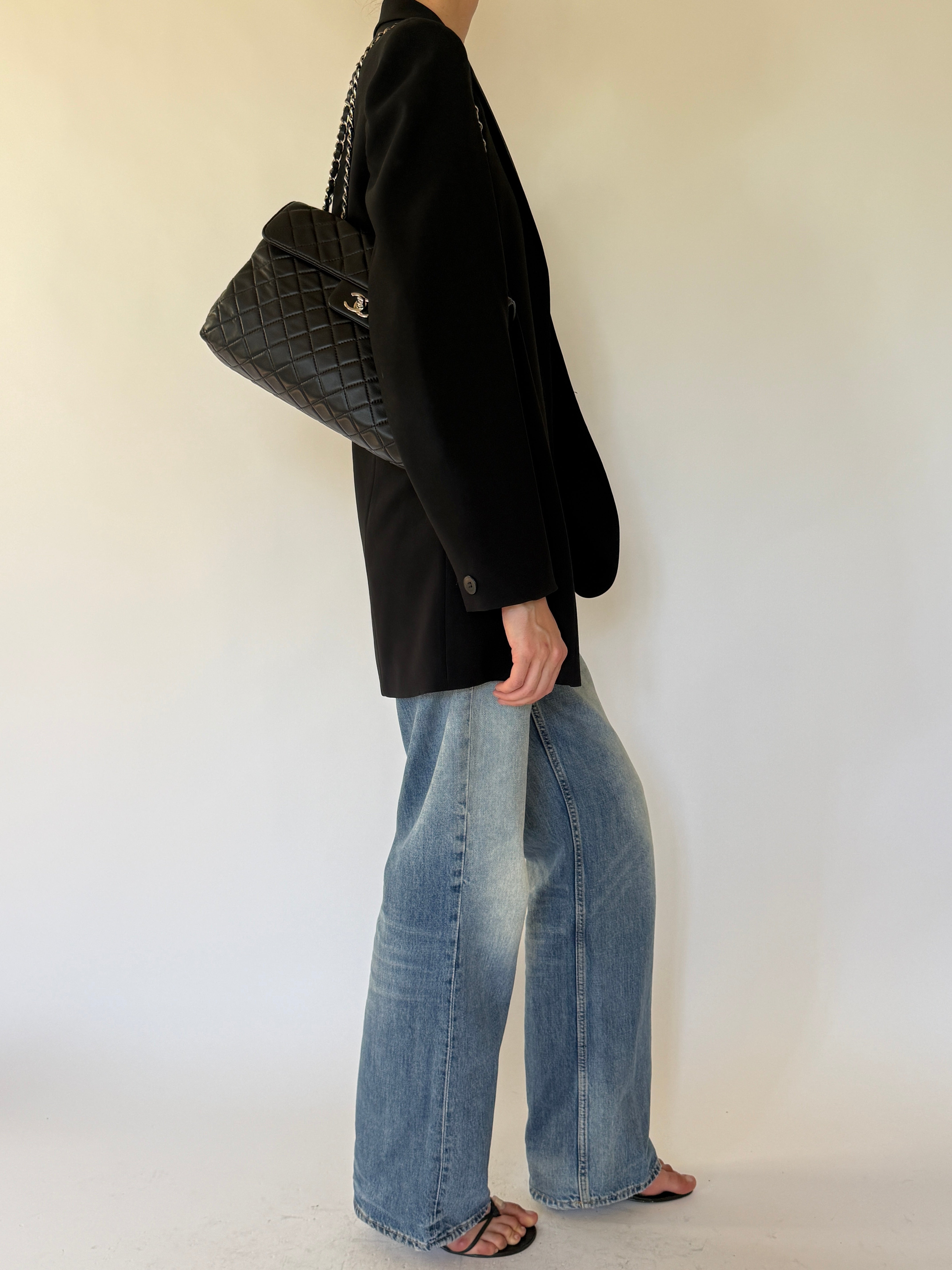 Vintage oversized black blazer side view