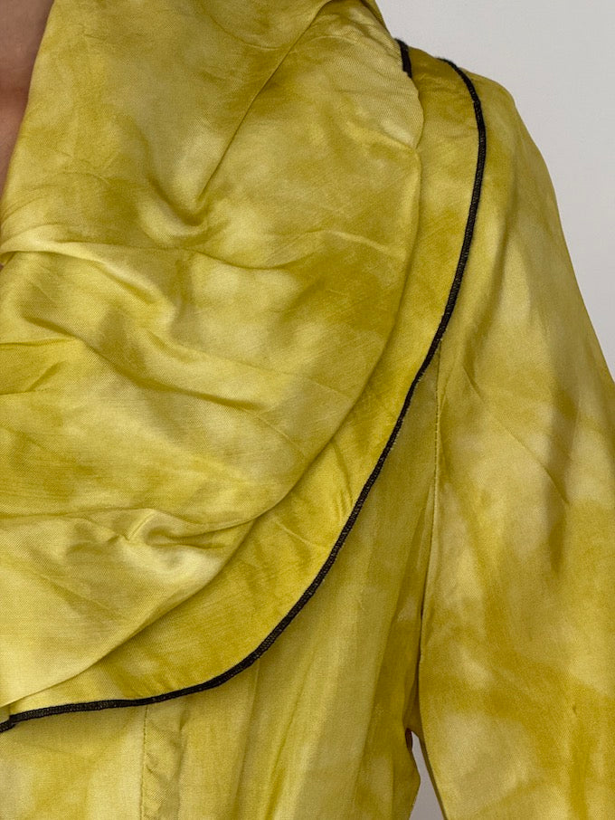 Vintage Sculptural Peplum Thin Shirt/Jacket in Chartreuse 6531