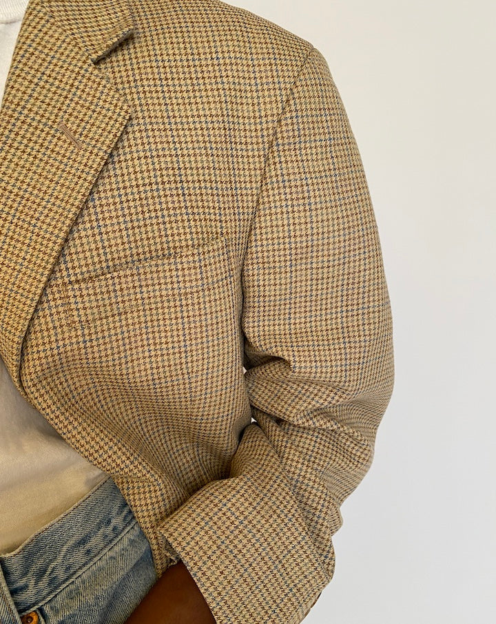 VINTAGE BEIGE HOUNDSTOOTH BLAZER 4196
