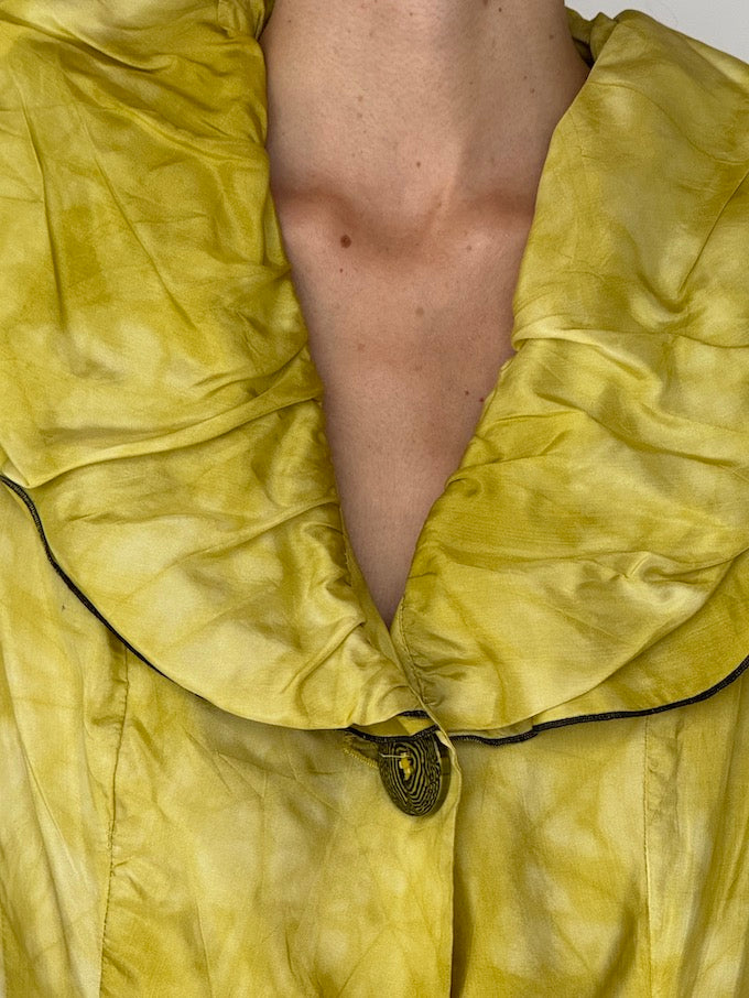 Vintage Sculptural Peplum Thin Shirt/Jacket in Chartreuse 6531