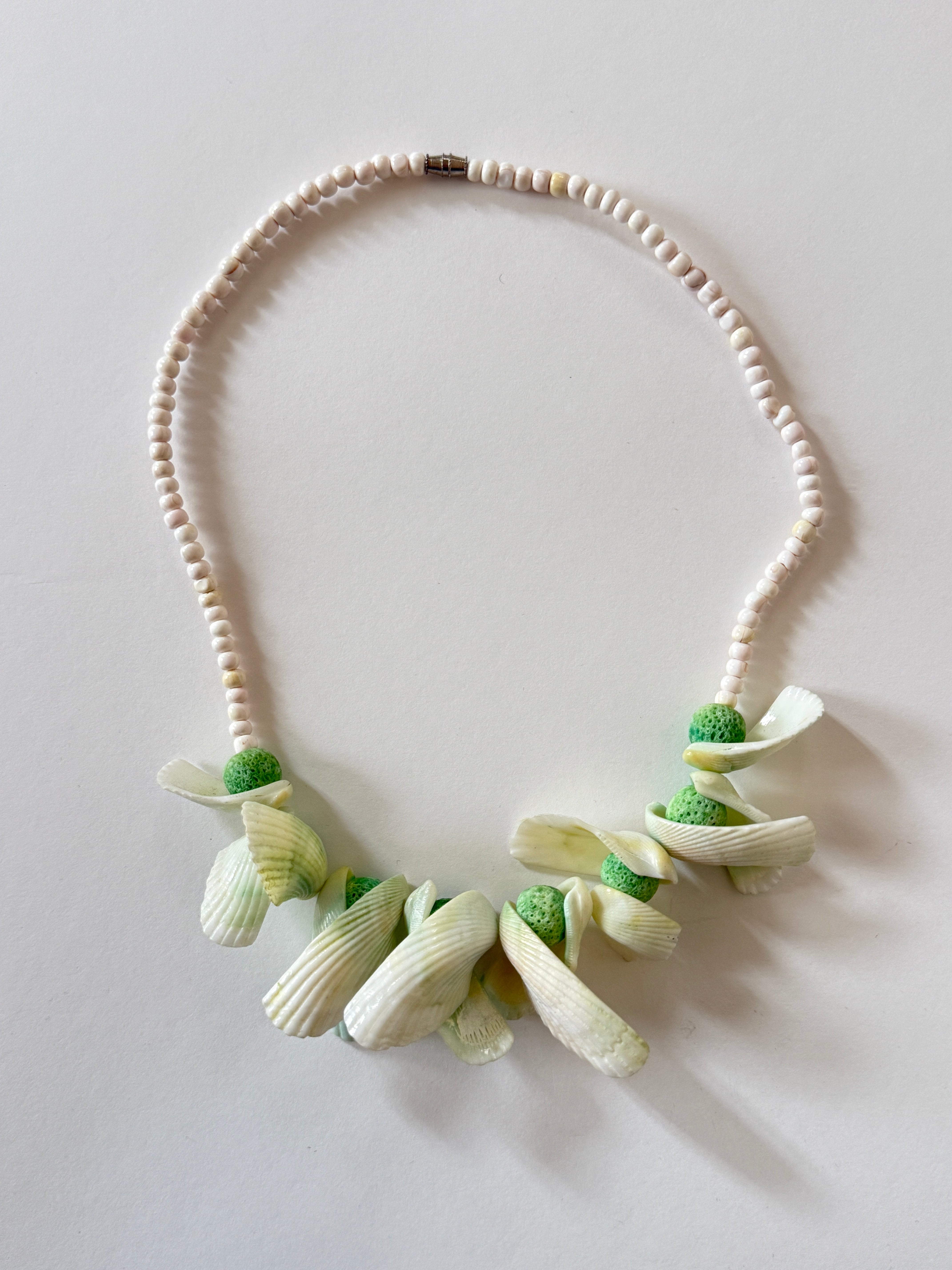 Vintage shell statement necklace front view