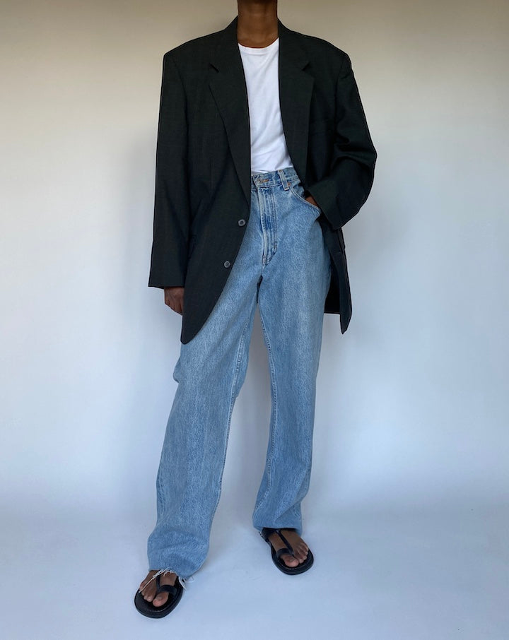 VINTAGE DARK GREY CHECKED BLAZER 3614