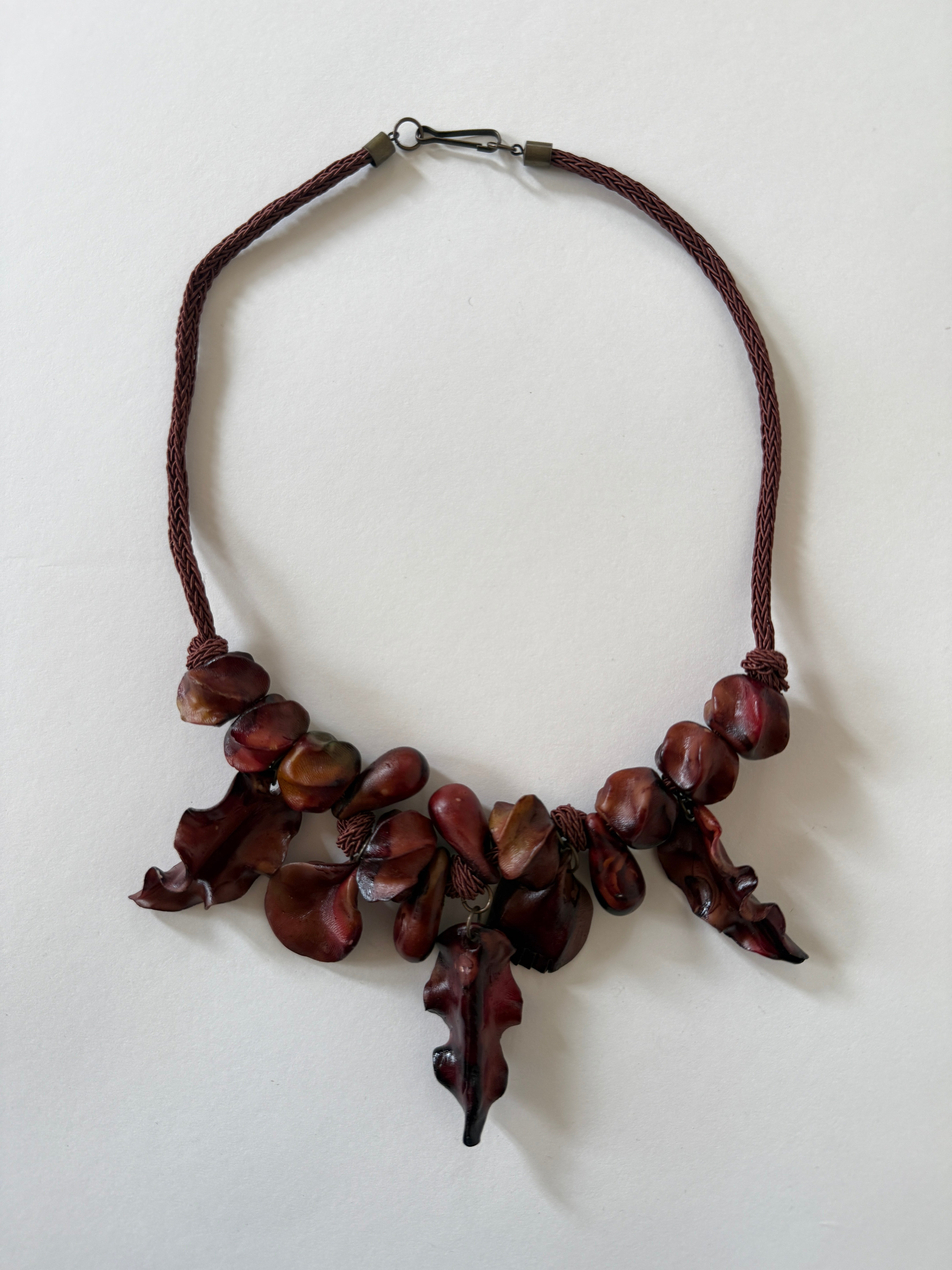 Vintage brown sculptural necklace full view