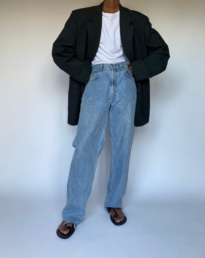 VINTAGE DARK GREY CHECKED BLAZER 3614