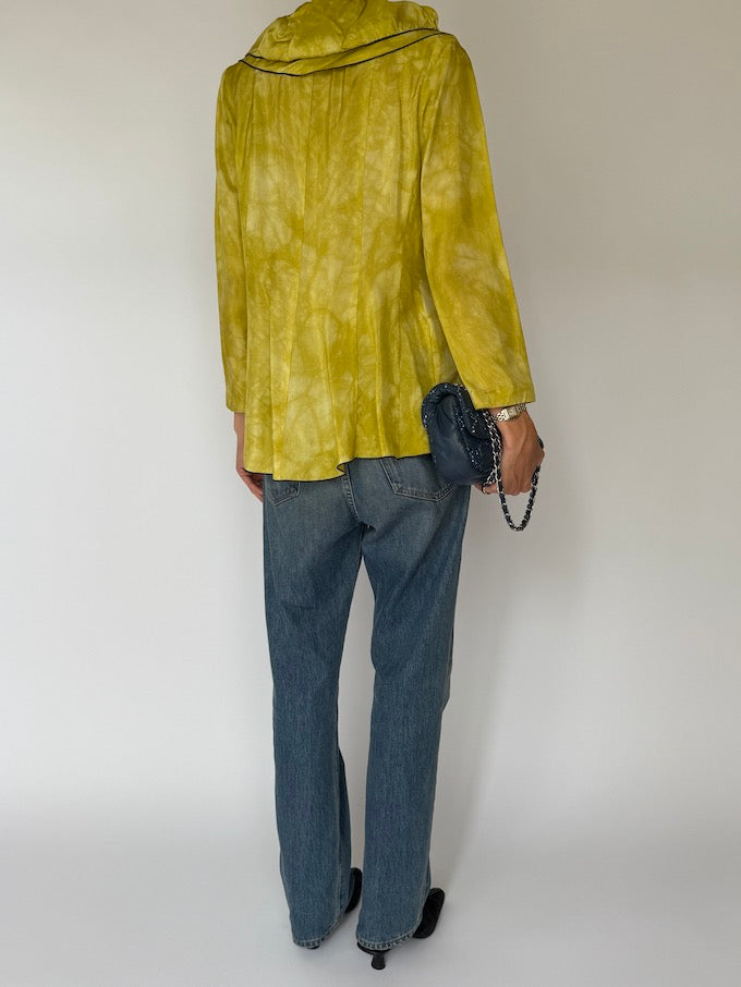 Vintage Sculptural Peplum Thin Shirt/Jacket in Chartreuse 6531