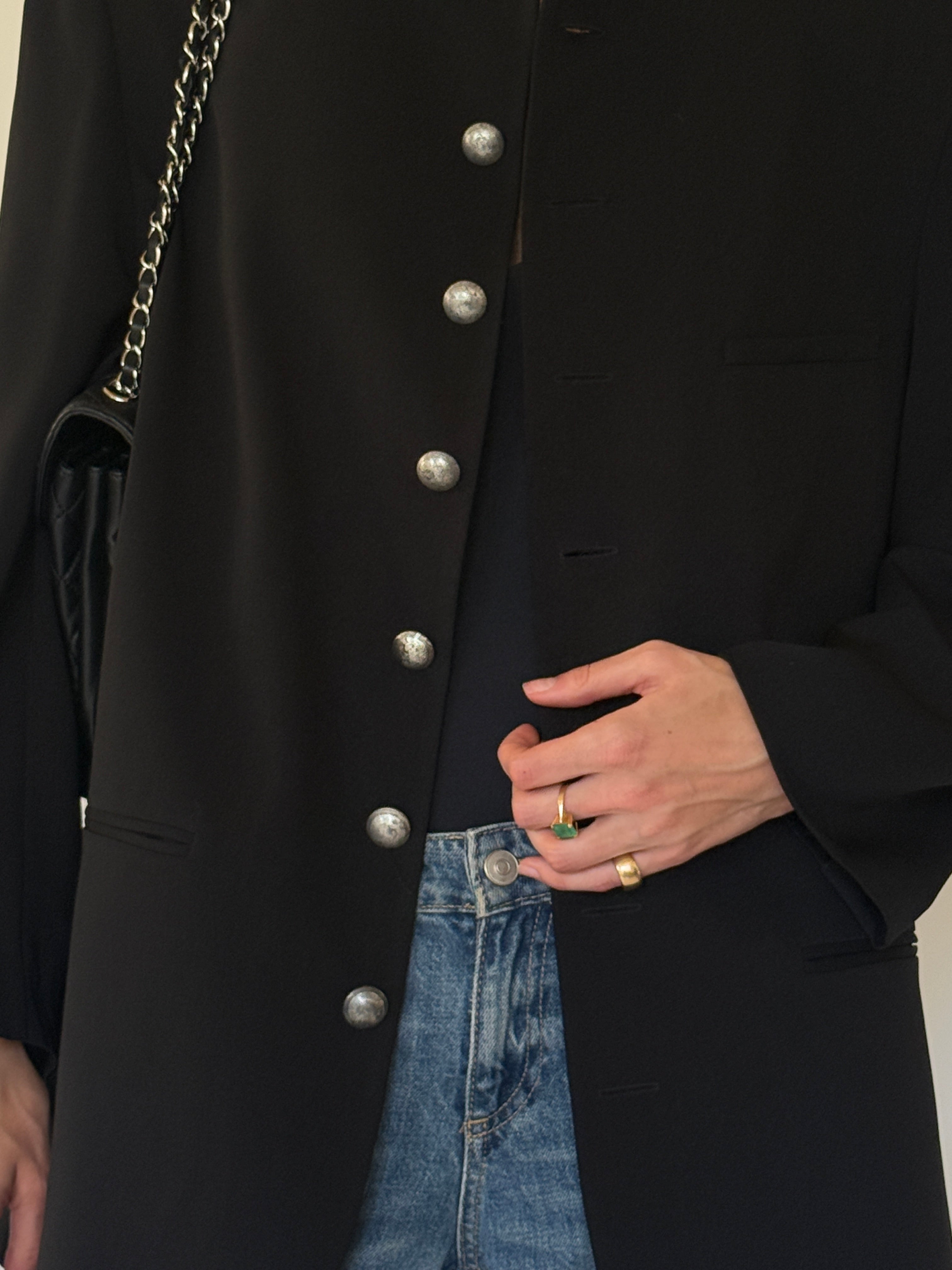 Vintage silver-tone button detail