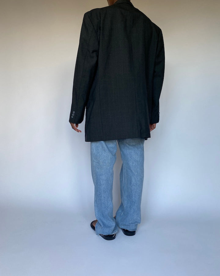 VINTAGE DARK GREY CHECKED BLAZER 3614