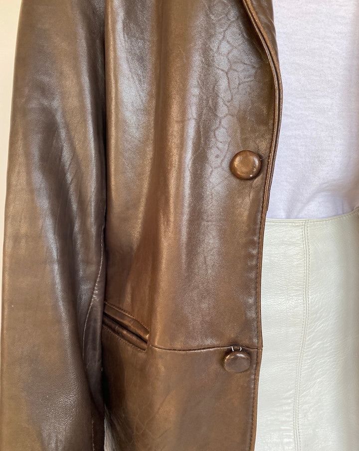 VINTAGE OVERSIZED DARK BROWN LEATHER JACKET 2680