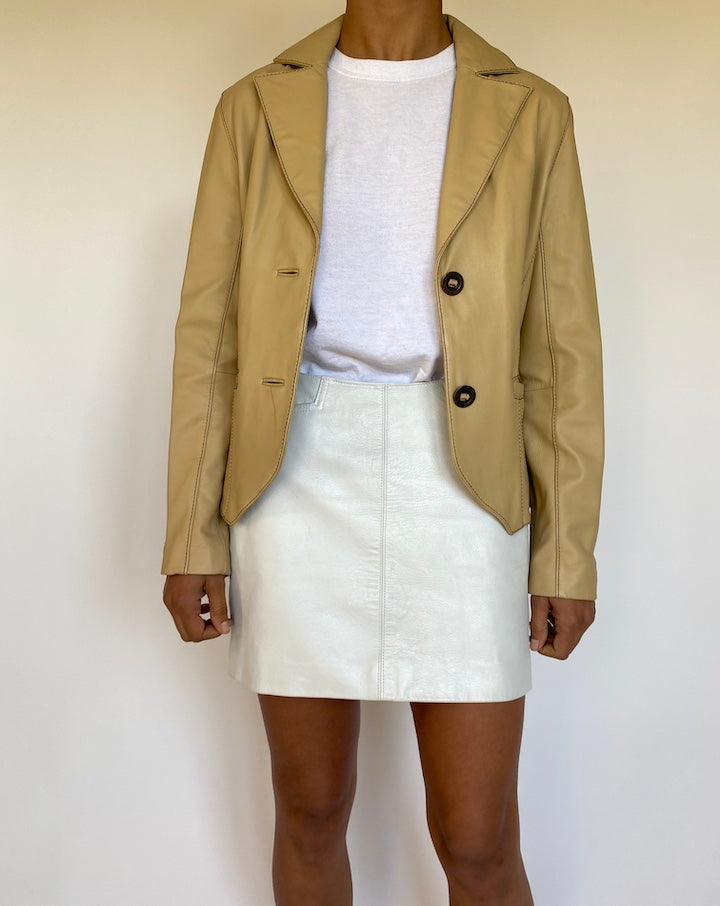VINTAGE LIGHT BEIGE LEATHER JACKET 2681