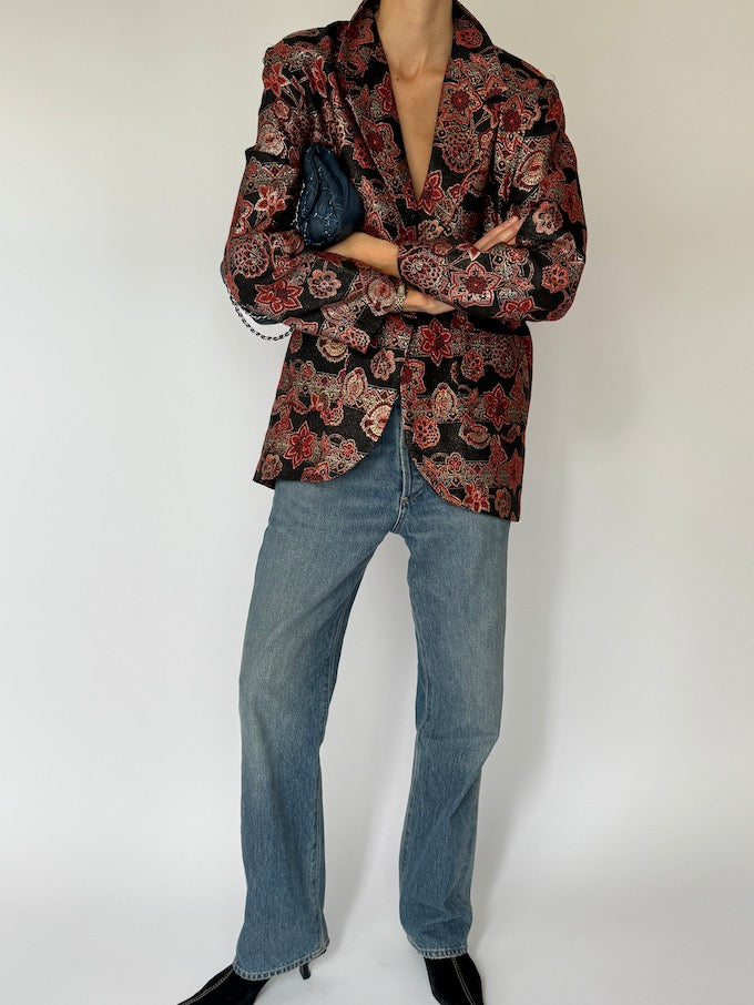 Vintage Jacquard Floral Blazer 6540