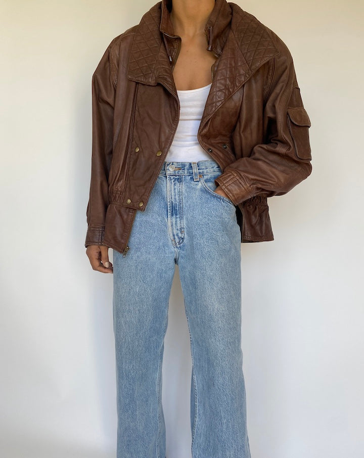 VINTAGE BROWN LEATHER JACKET 3198