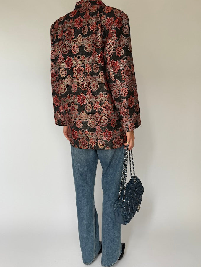 Vintage Jacquard Floral Blazer 6540