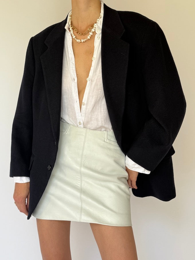 Vintage Blazer In Camel Hair Navy 5967