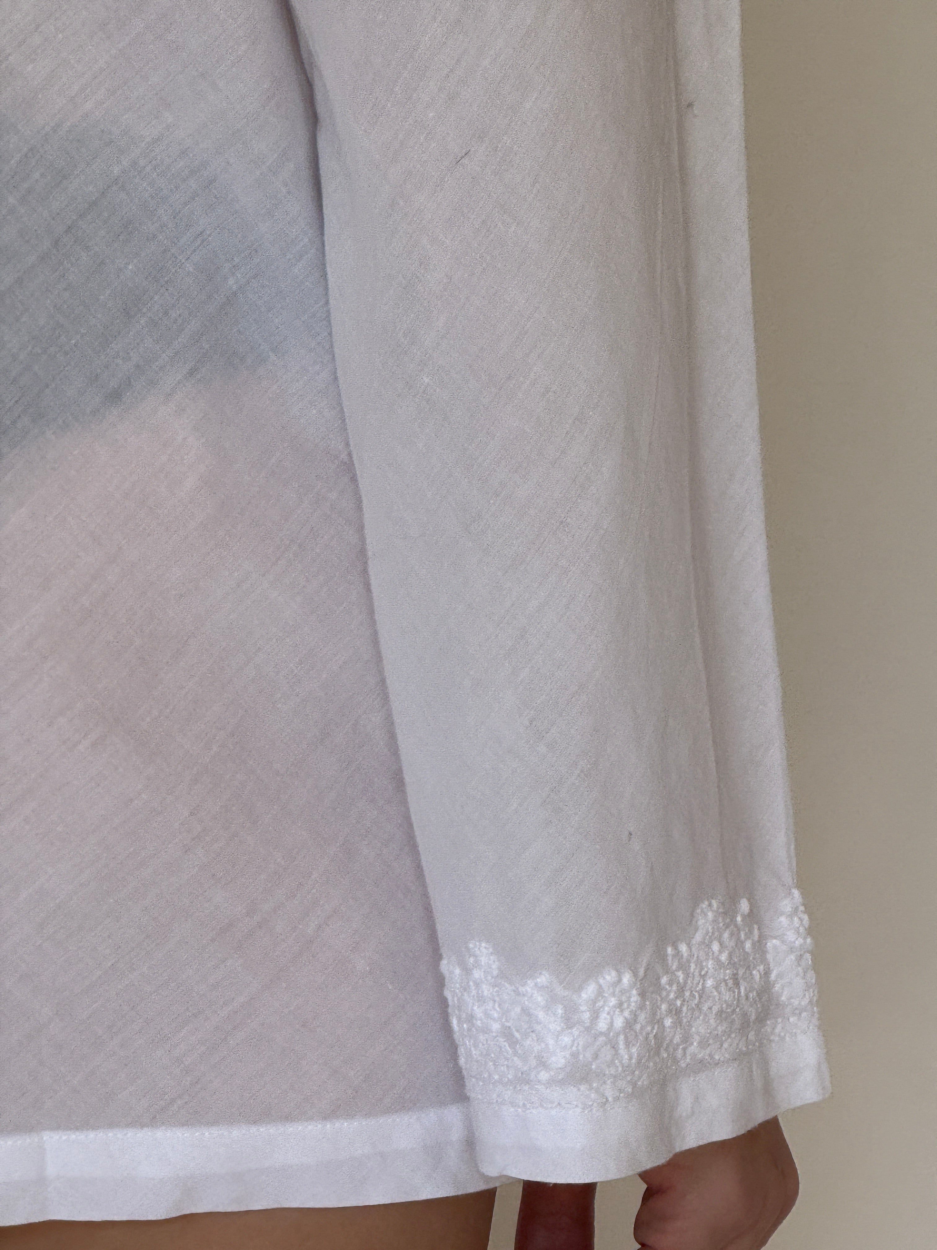 Vintage sheer embroidered swim cover-up tunic cuff detail