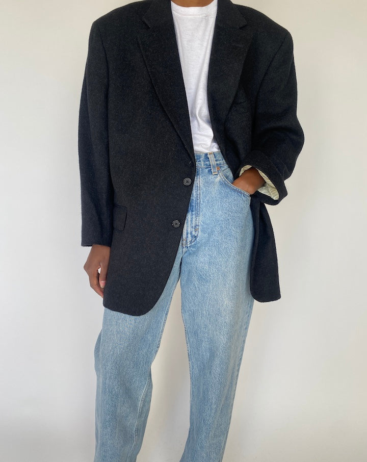 VINTAGE OVERSIZED DARK GREY BLAZER 4129