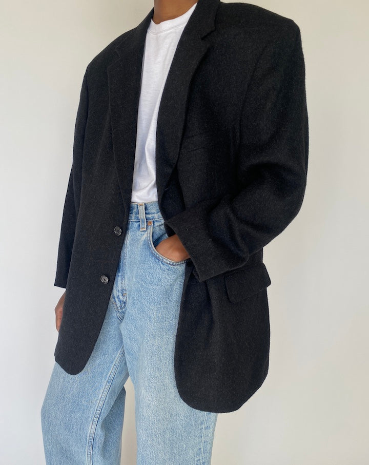 VINTAGE OVERSIZED DARK GREY BLAZER 4129