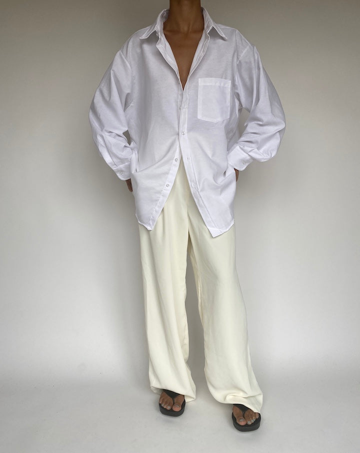 VINTAGE WHITE COTTON BLENDED SHIRT 1253