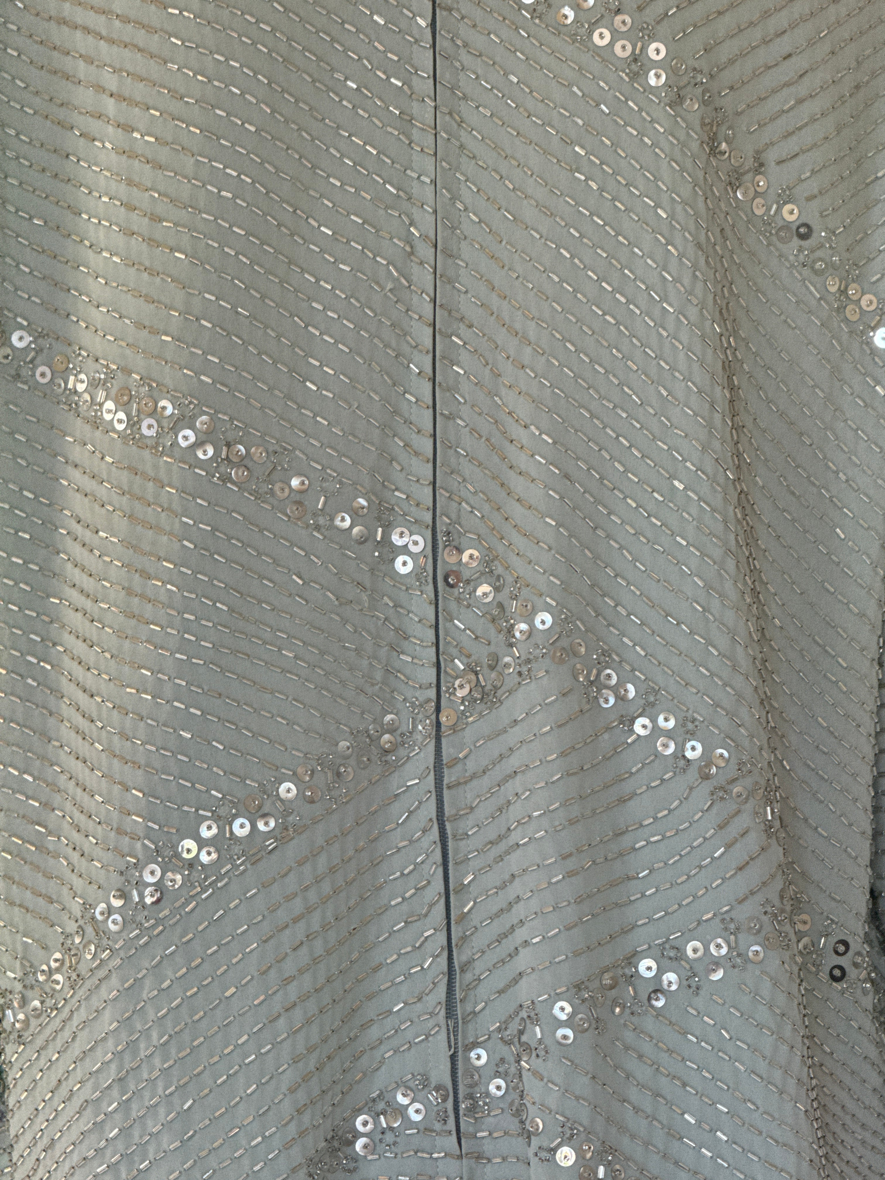 Vintage sage green beaded sequin top back view