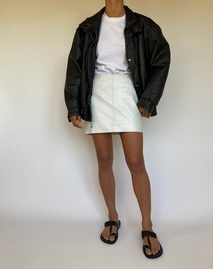 VINTAGE BLACK BOXY LEATHER JACKET 2685