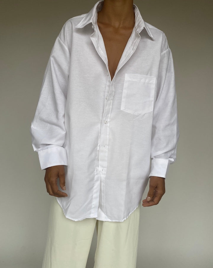 VINTAGE WHITE COTTON BLENDED SHIRT 1253