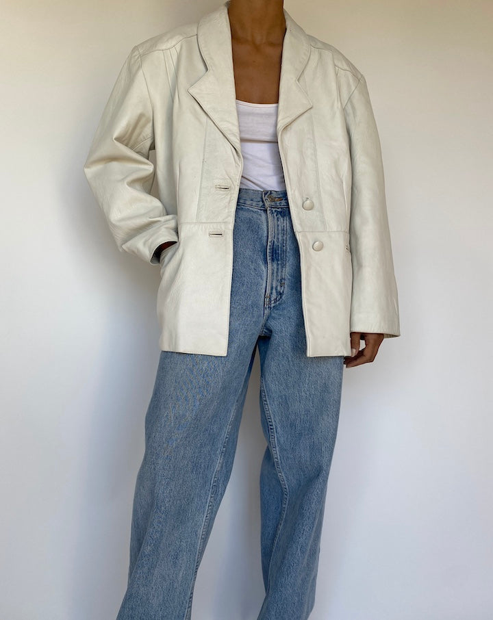 VINTAGE WHITE LEATHER JACKET 3203