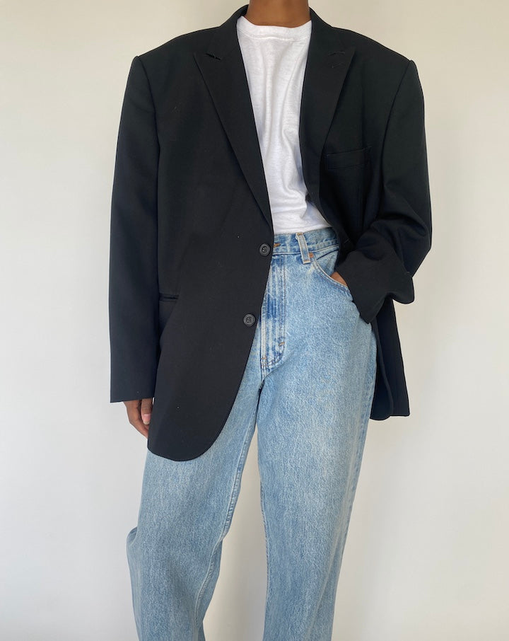 VINTAGE BLACK SINGLE-BREASTED BLAZER 4131