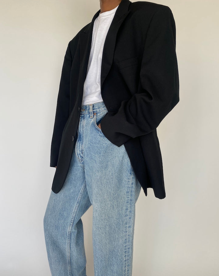 VINTAGE BLACK SINGLE-BREASTED BLAZER 4131