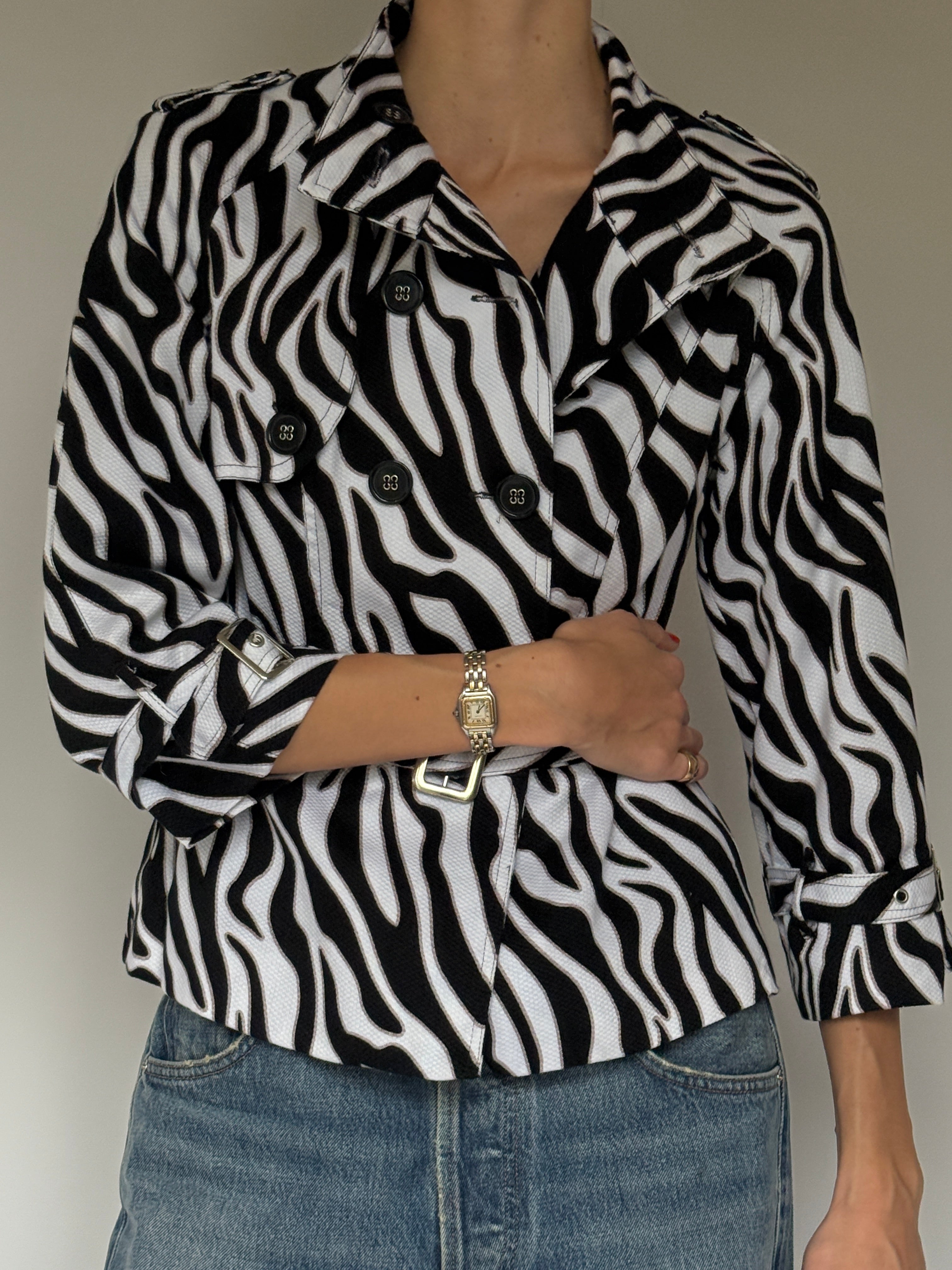 Vintage Zebra Print Belted Jacket