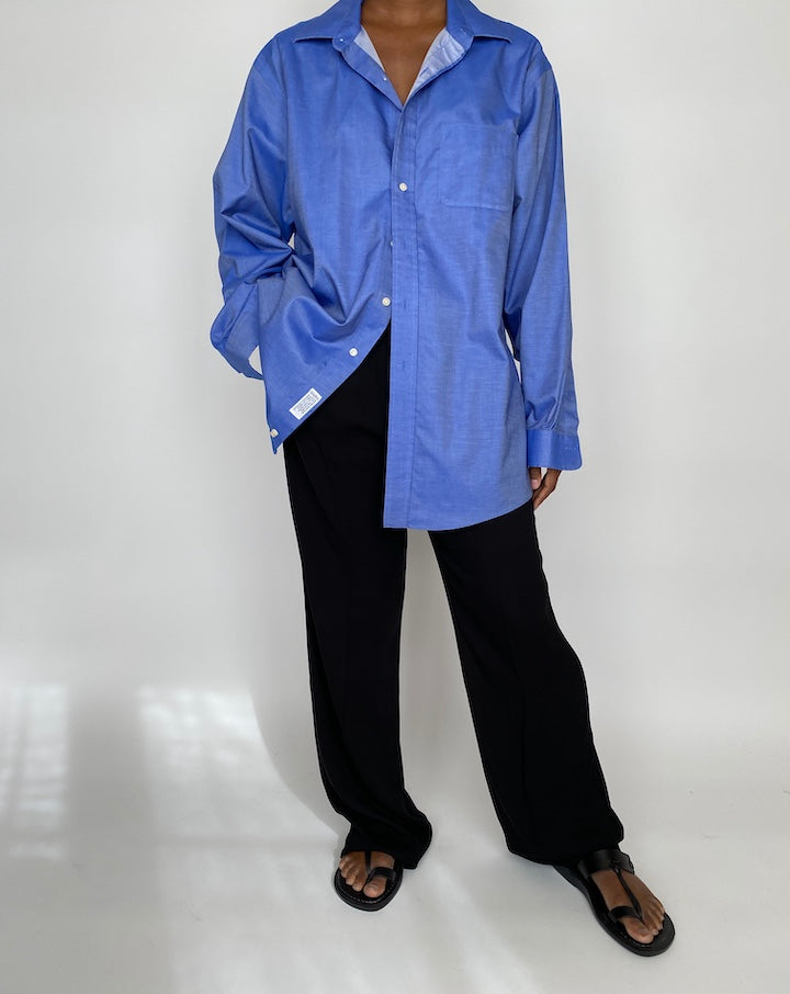 VINTAGE OVERSIZED BLUE BUTTON DOWN SHIRT 2021
