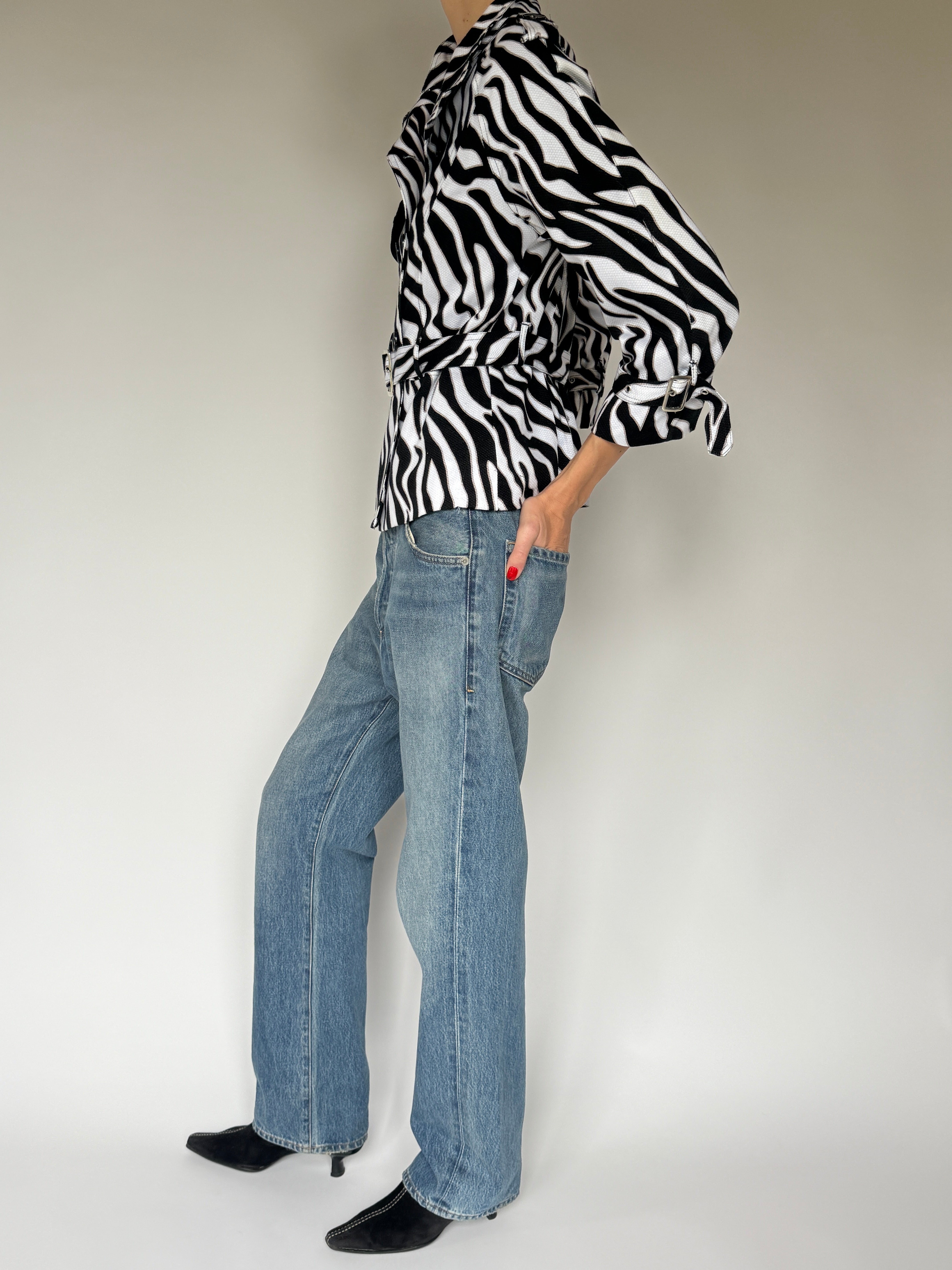Vintage Zebra Print Belted Jacket
