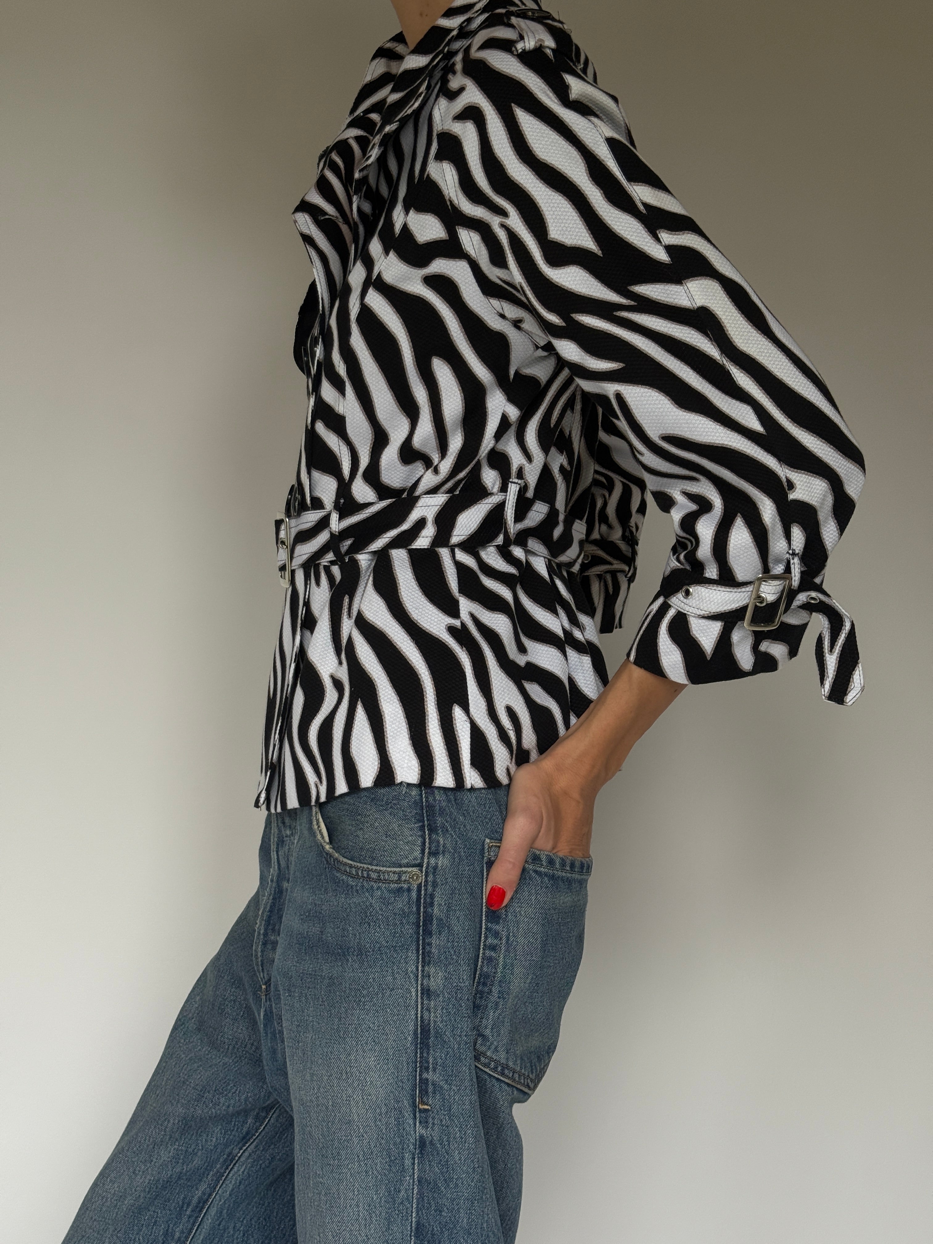 Vintage Zebra Print Belted Jacket
