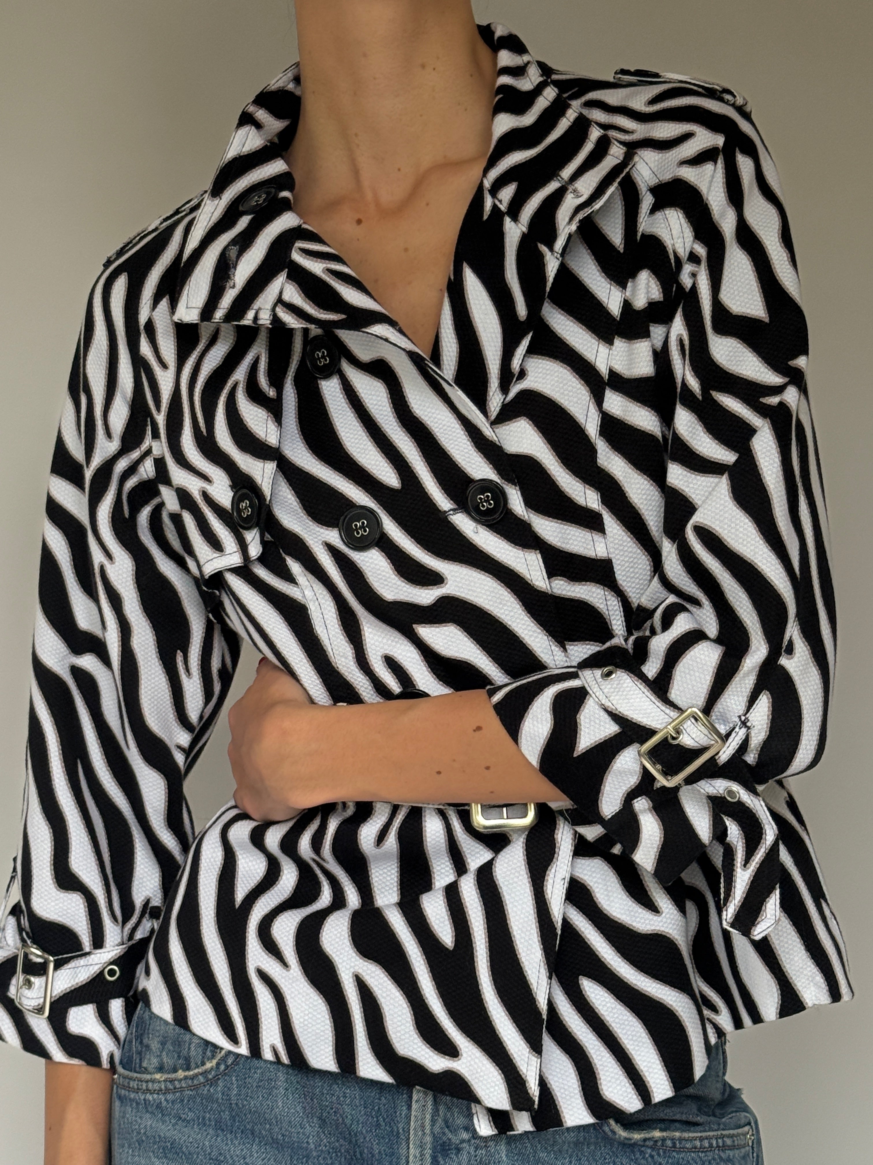 Vintage Zebra Print Belted Jacket