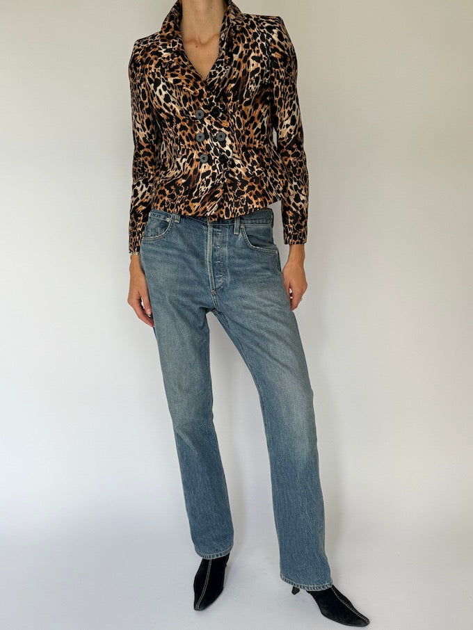 Vintage Leopard Print Blazer 5657