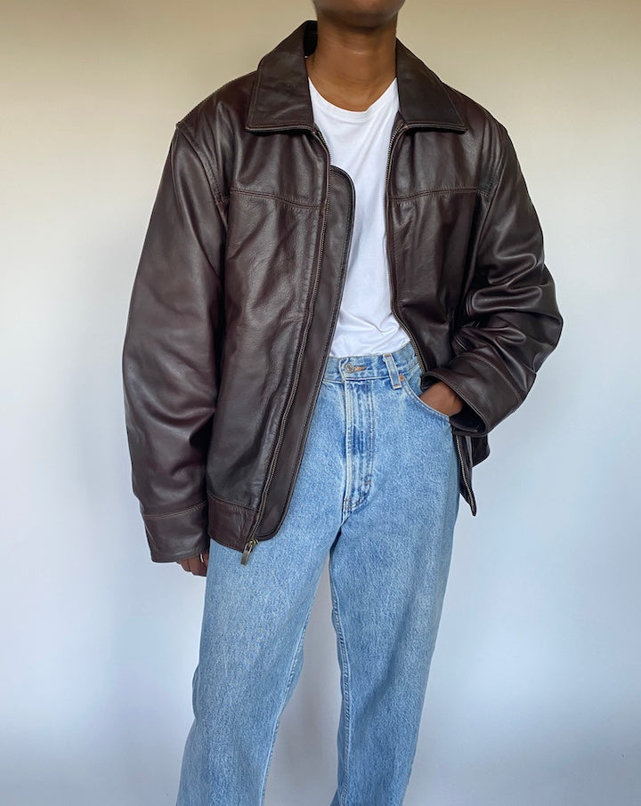 VINTAGE BROWN LEATHER JACKET 3622