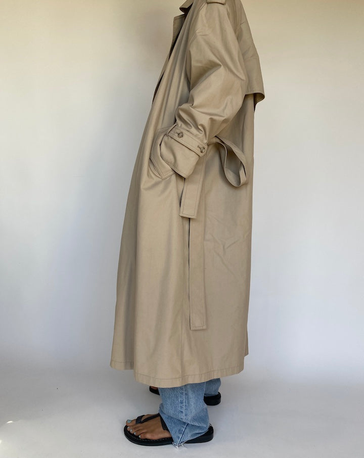 VINTAGE BEIGE LONG TRENCH COAT 3207