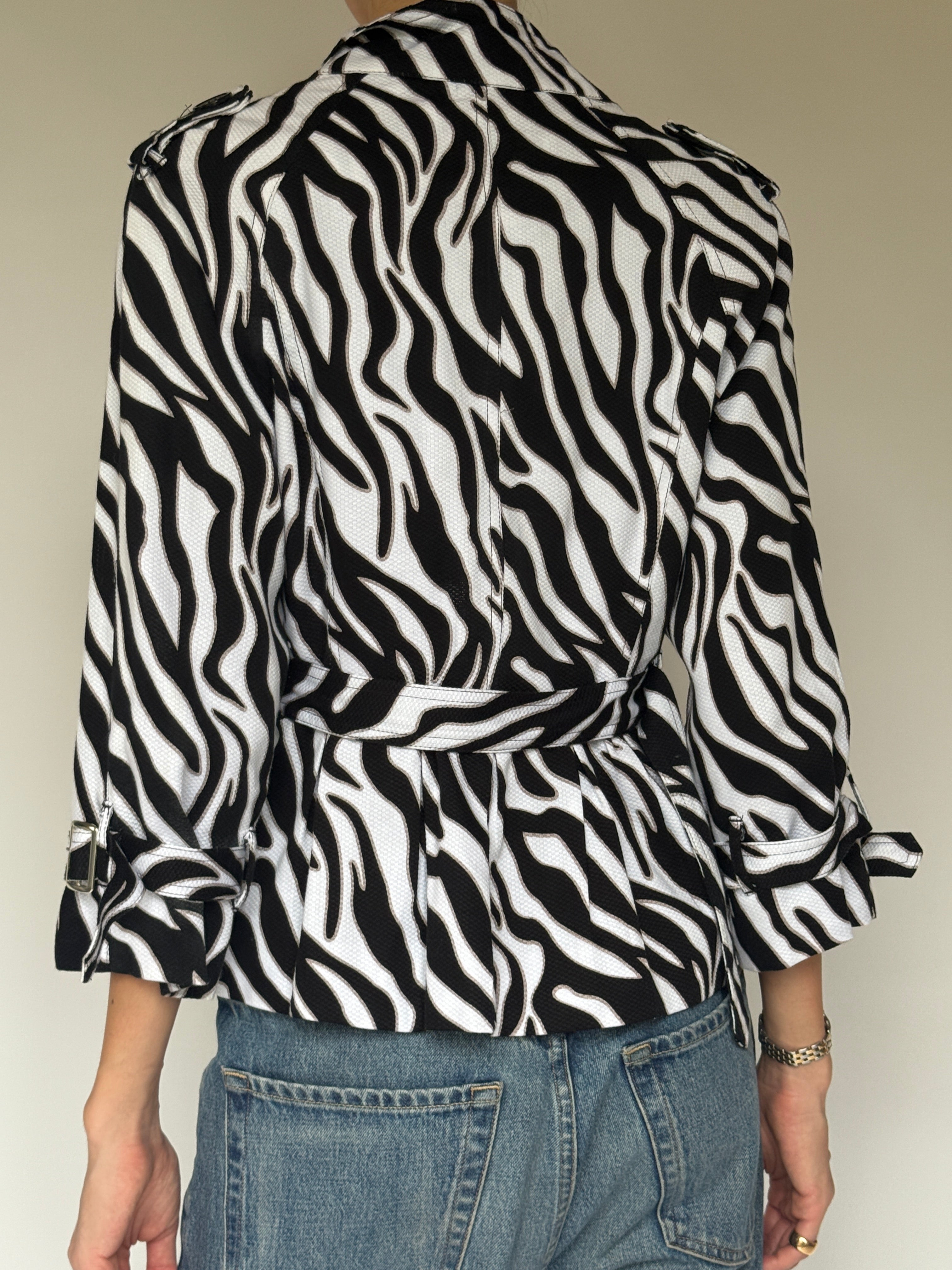 Vintage Zebra Print Belted Jacket