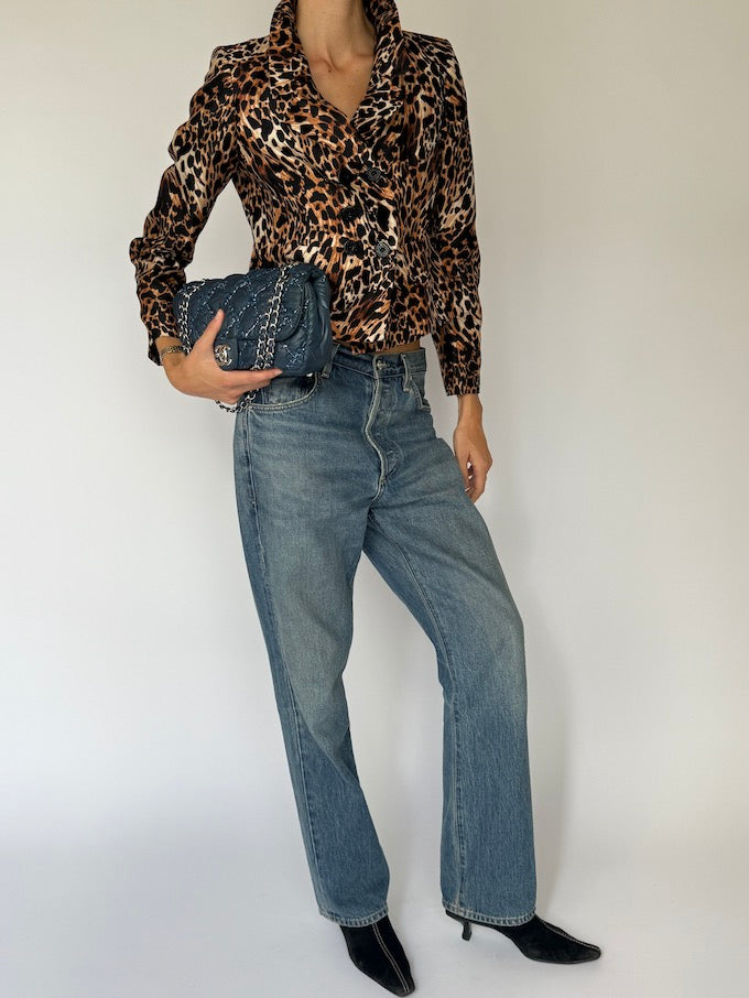 Vintage Leopard Print Blazer 5657