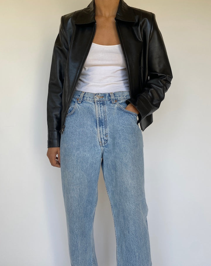 VINTAGE BLACK LEATHER JACKET 3208