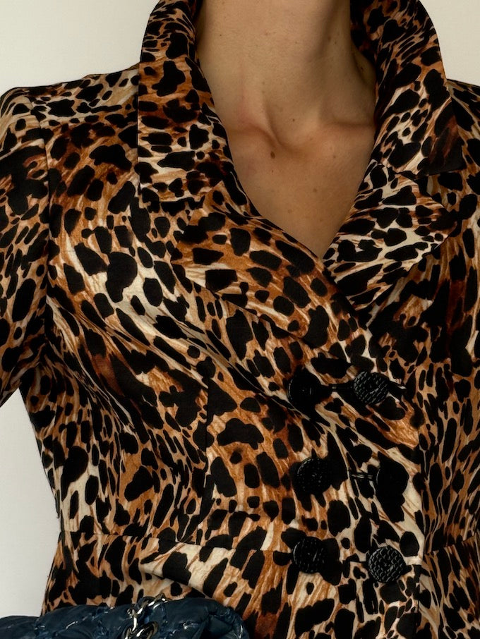 Vintage Leopard Print Blazer 5657