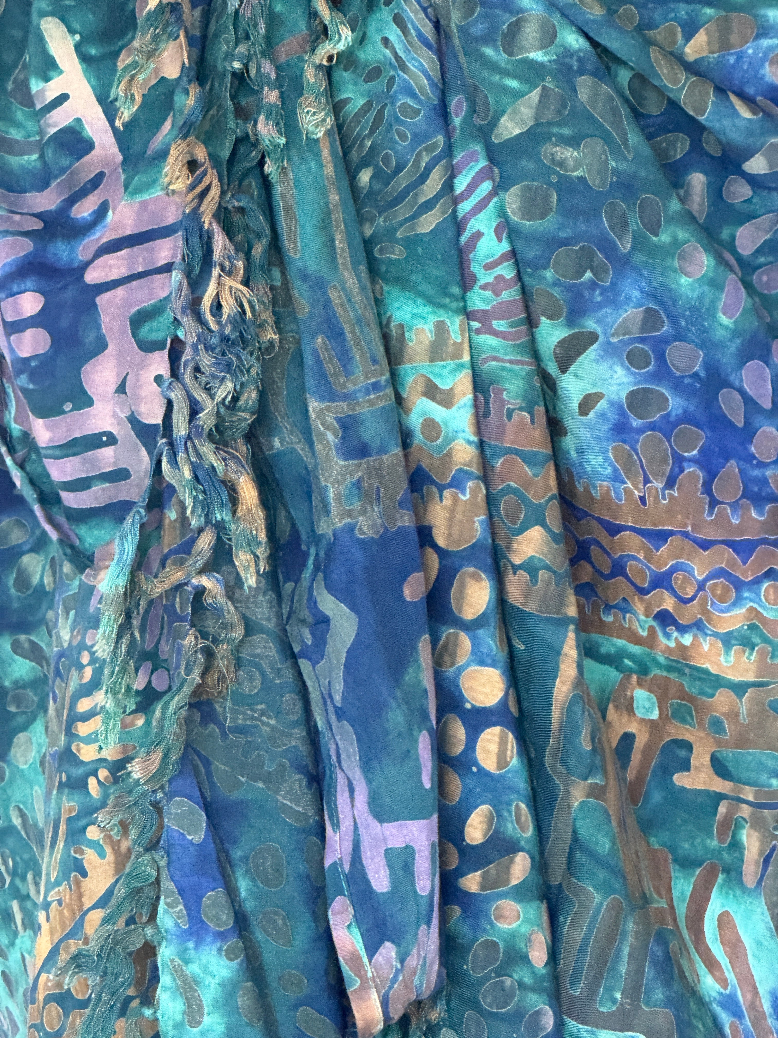 Vintage printed sarong fabric close-up